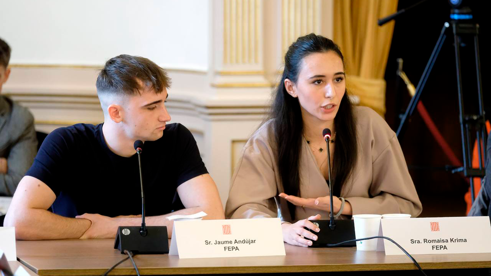 Romaisa Krima y Jaume Andújar comparecieron en el Consell Interuniversitari de Catalunya.