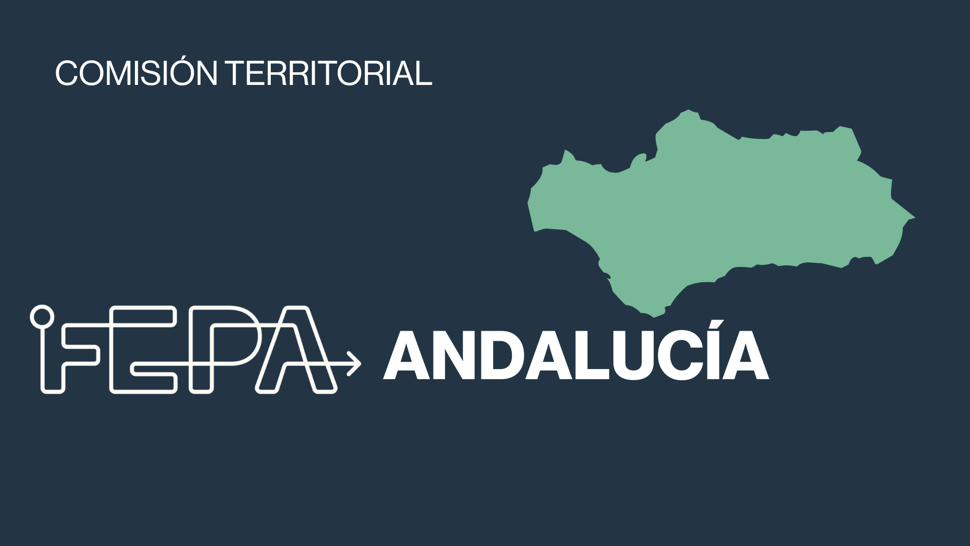 Imagen en la que se ve el mapa de Andalucía, y se lee 'Comisión territorial FEPA Andalucía'.